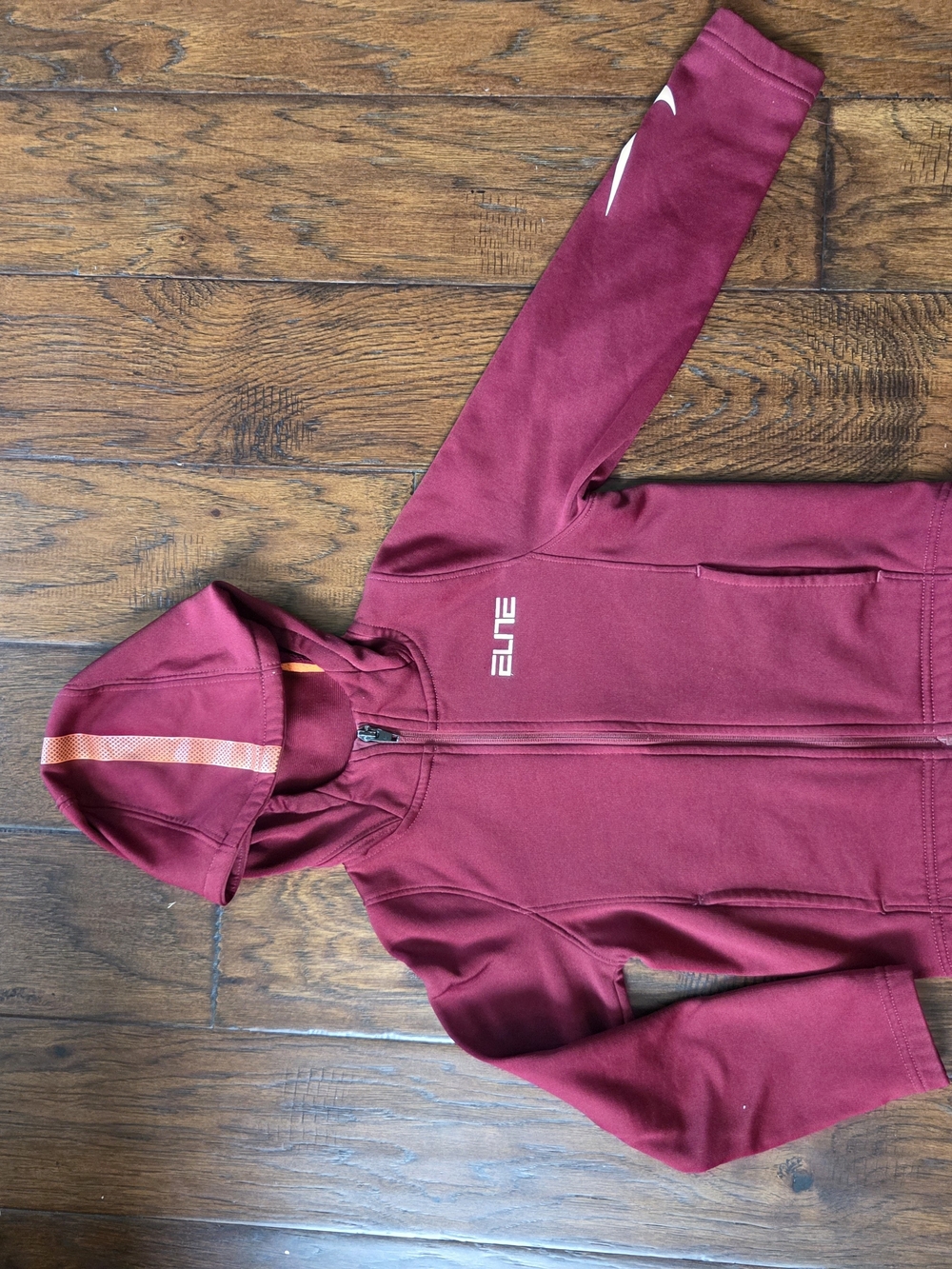 Nike Elite Dry-fit Kids' Maroon Zip Hoodie Size 4-5